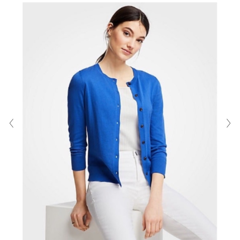 NEW WITH TAGS! Ann Taylor Button Up Blue Cardigan